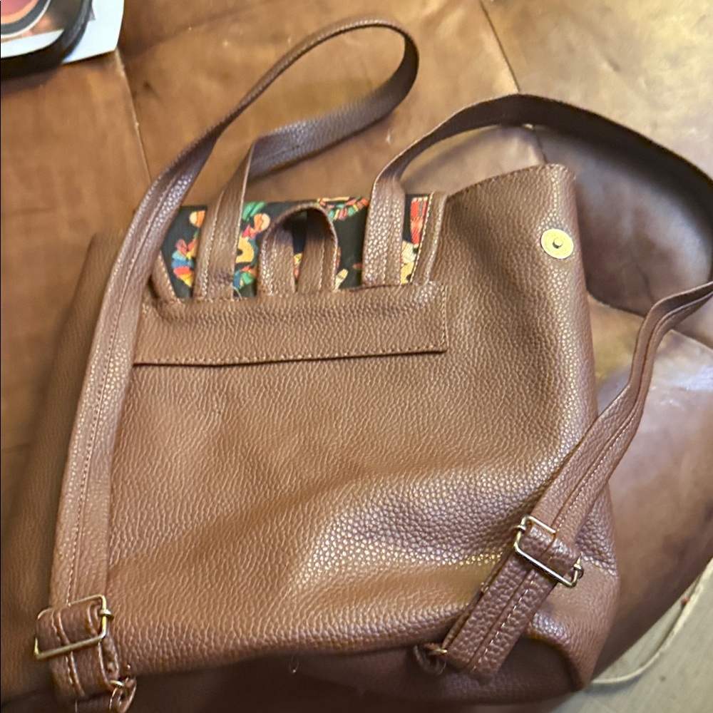 Black Patterned Women’s Backpack With Colorful Fo… - image 2